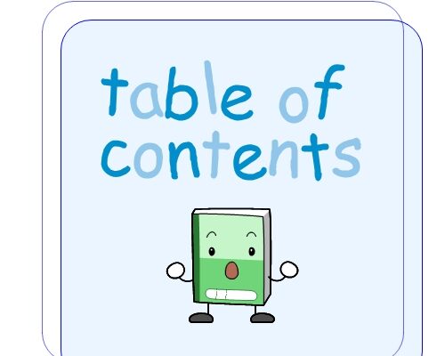 table of contents